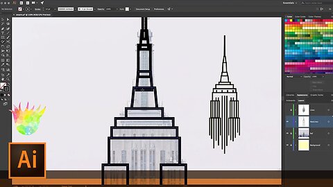 Create Empire State Building Line Art with Illustrator and the Shaper & Join Tools