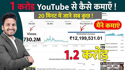 बाप रे बाप ! YOUTUBE से कमाएँ 1 करोड़ 20 मिनट में आप भी सीखिए EARN MONEY ONLINE