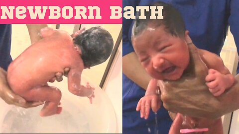 Nurse giving Baby her first Bath right after Birth