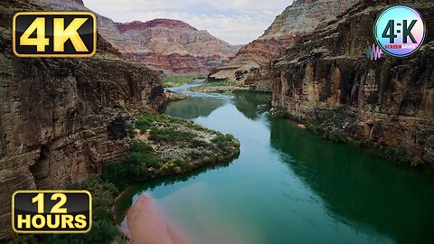 SCREENSAVER 4K | Mac OS Screensaver "Grand Canyon River Valley" | 12 Hours Relaxing Music