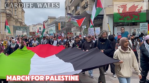 March for Palestine. High Street Cardiff, South Wales