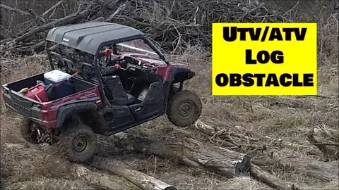 Airborne UTV log obstacle! Polaris Ranger gets stuck...