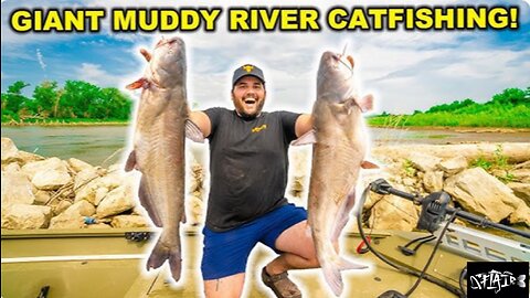 Giant muddy River CATFISH challenge (Catch, Clean, & Cook)