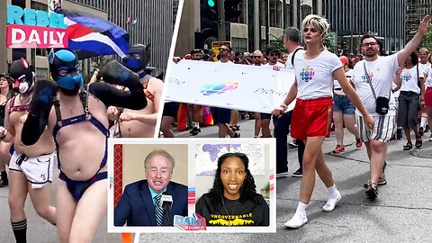 Nearly nude men parade down Montreal street wearing dog masks in front of kids during Pride event