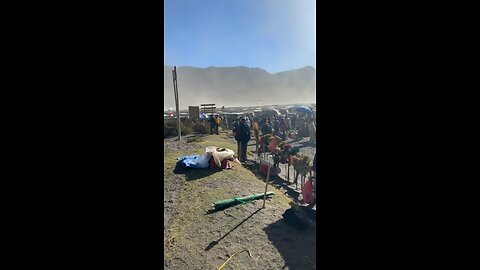 Mount Bromo in Indonesia with sand storm