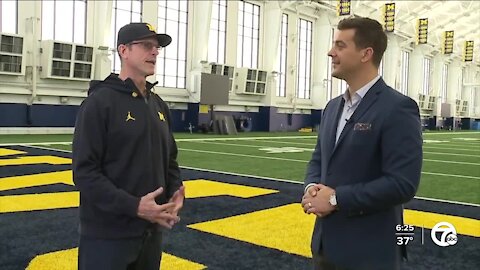 Jim Harbaugh previews Iowa matchup in Big Ten Championship