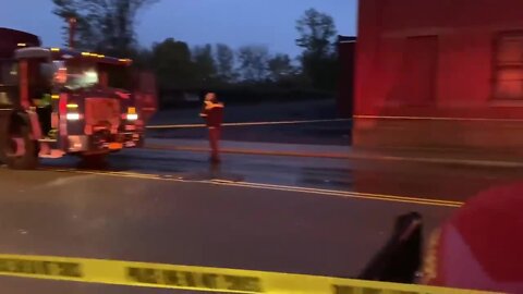 Sanitation truck crashes into bridge