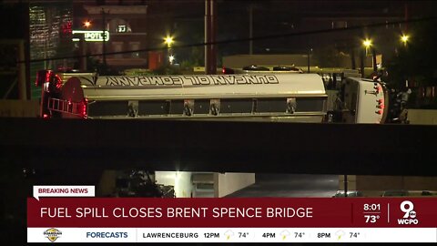 Brent Spence Bridge closed for hours after fuel spill from overturned semi truck