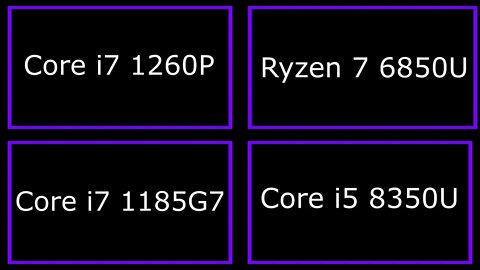 Benchmark Comparison: i7 1260p, i7 1185G7, Ryzen 7 6850u, i5 8350u