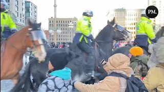 GRAPHIC VIDEO (2 Angels): Police Horses trample Freedom Convoy Demonstrators in Ottawa