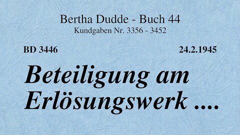 BD 3446 - BETEILIGUNG AM ERLÖSUNGSWERK ....