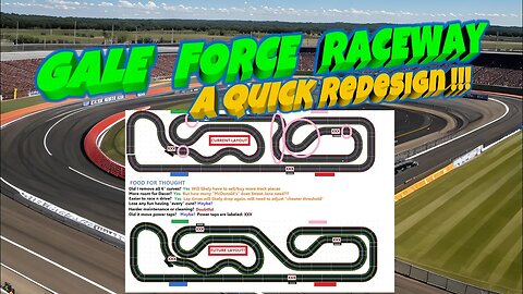 Quick redesign of my HO slot, car track, Gail force Raceway !!￼