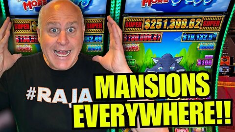 MASSIVE MANSION BONUS!!! WINNING BIG ON HUFF N EVEN MORE PUFF SLOTS!