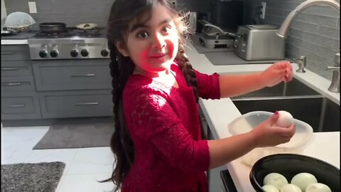 Evana helps Mom cook!! Family Fun Kids video