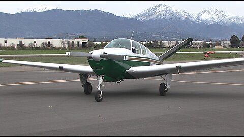 Aviation Beautiful Beech Green V Tail N9856R Starts up, Takes off and Lands