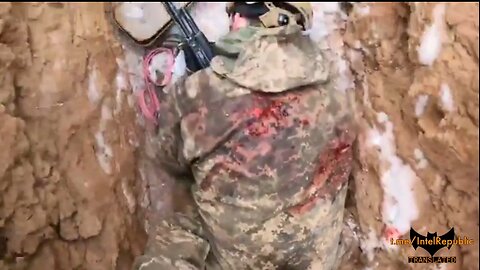 POV camera in the trenches, dead Ukrainian soldiers and wounded scream in agony