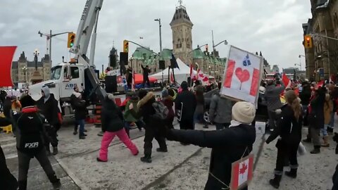 Here's Trudeau's emergency!!! Trucks are parked and people are dancing!! OMG! :)