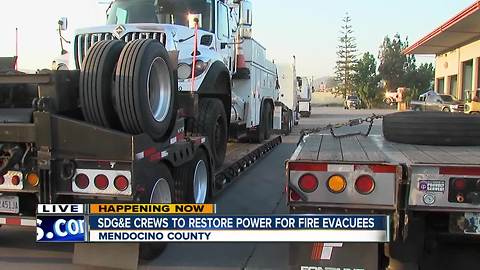 SDG&E crews working to restore power for Mendocino County fire evacuees