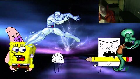 SpongeBob SquarePants Characters (SpongeBob, Squidward, And DoodleBob) VS Iceman In An Epic Battle