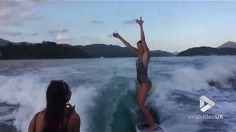 Wakesurfing wine girls