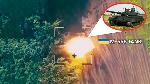 Russia Destroys Ukraine Super M-55S Tank