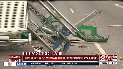 5 people hurt in scaffolding collapse in downtown Tulsa