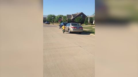 Bike Fail: Little Boy Crashes His Bicycle Into Parked Car