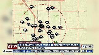 Burglary suspect stuck in Discount Tire store