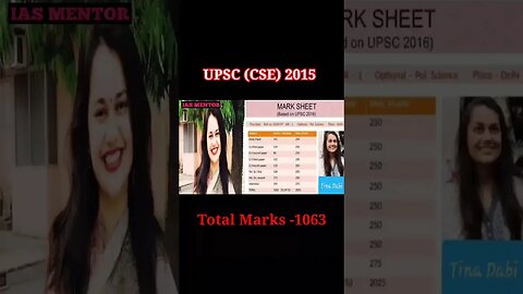 IAS Topper ⭐✍️(Tina Dabi ➡️ Ishita Kishore) Final Marksheet(Mains+Interview)2015-22 #ias #shorts