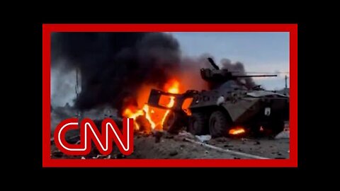 Ukraine says video shows airstrike on Russian tank regiment