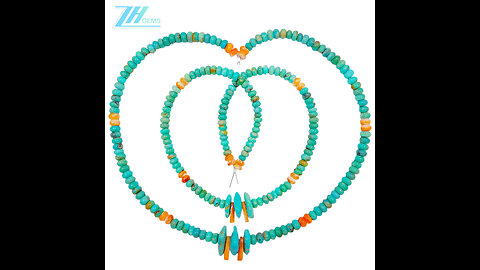 Natural turquoise free-shape beads and spiny oster accessory with 925 silver beads