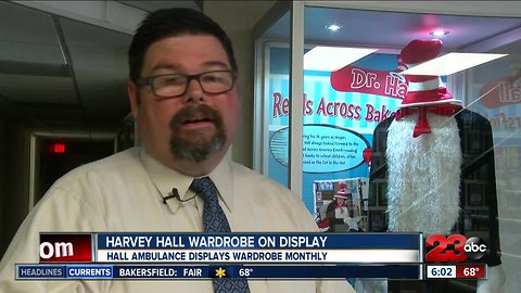 Harvey Hall's wardrobe on display at Hall Ambulance