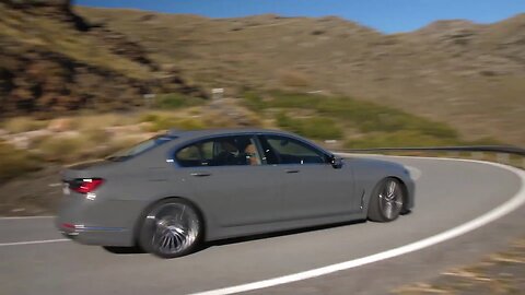 New BMW 7-series driving scenes mountain roads exterior view