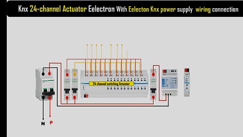 24- channel actuator Eelectron KNX power supply wiring connection Diagram