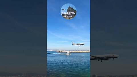 Wide Angle View of Runway and Landing at Gibraltar