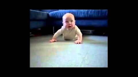 Funny Baby Boy Learning To Crawl