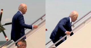 Biden Again Trips Up Air Force One Stairs Ahead of Jimmy Kimmel Interview