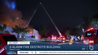 2-alarm fire destroys building