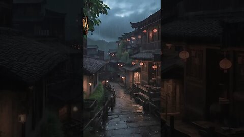 雨声助眠冥想：古城夜雨治愈失眠，提高专注力，缓解压力ASMR#rain #rainsounds #sleep #sleepmusic #shorts #shortsvideo