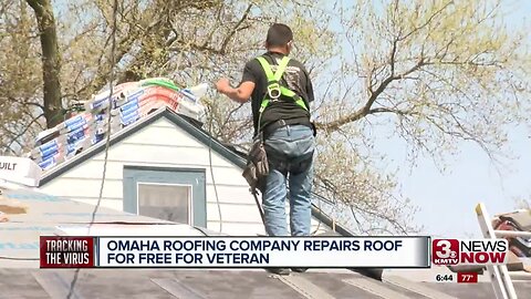 Omaha roofing company repairs roof for free for veteran