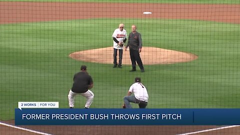 George W. Bush throws first pitch at OSU baseball game