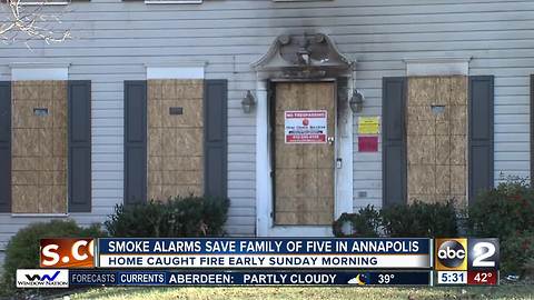 Annapolis family displaced after house fire Sunday