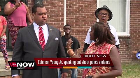 Coleman Young Jr. speaking out about police violence