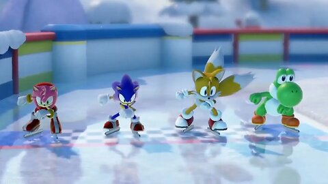 Yoshi, Sonic, Tails, & Amy Rose in Mario Party Superstar