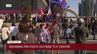 Growing protests outside of TCF Center in Detroit