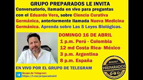 HOY Conversatorio en vivo con Eduardo Vera Medicina Germánica 5 Leyes Biológicas