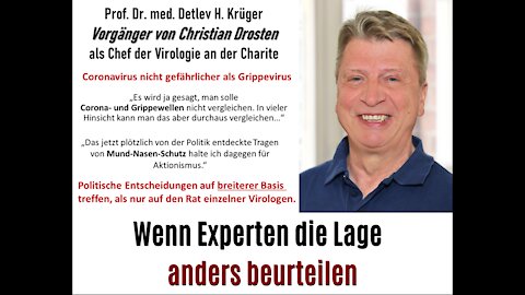 Corona Panikmache? Teil 13 - Drosten-Vorgänger Prof. Krüger: „Corona nicht gefährlicher als Grippe“