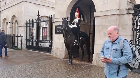 Kings guard shows Exelent control of is horse after horse starts to freak out #horseguardsparade