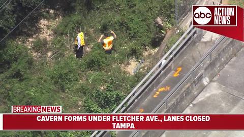 Cavern forms under Fletcher Ave. bridge