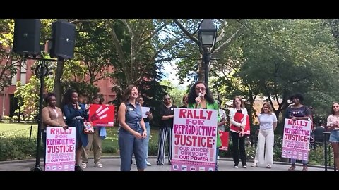 The Rally for Reproductive justice Our Voices Our Votes Our Power at Washington Square Park